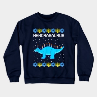Menorasaurus Rex T Rex Dinosaur Hanukkah Gift for Boys Crewneck Sweatshirt